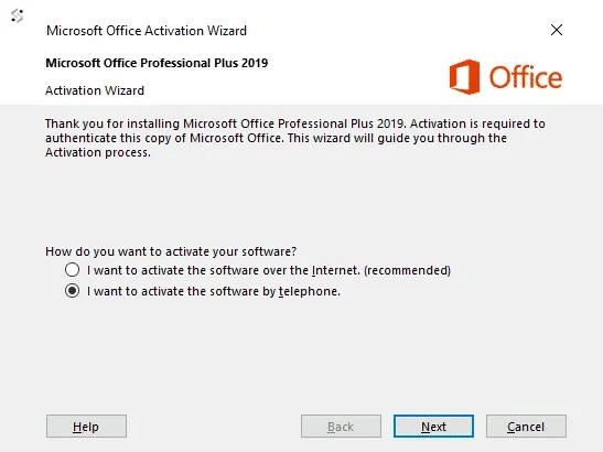 Office phone activation window