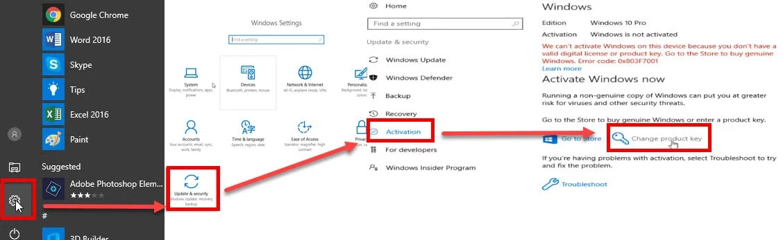 Entering Windows product key