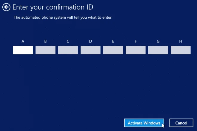 Entering confirmation ID