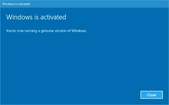 Windows activated successfully