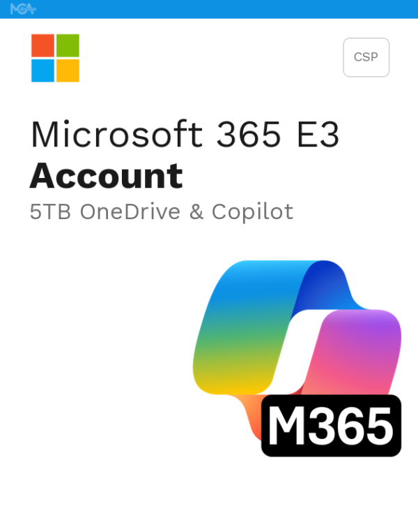 Microsoft 365 E3 Account con 5TB OneDrive & Copilot – 1 Anno