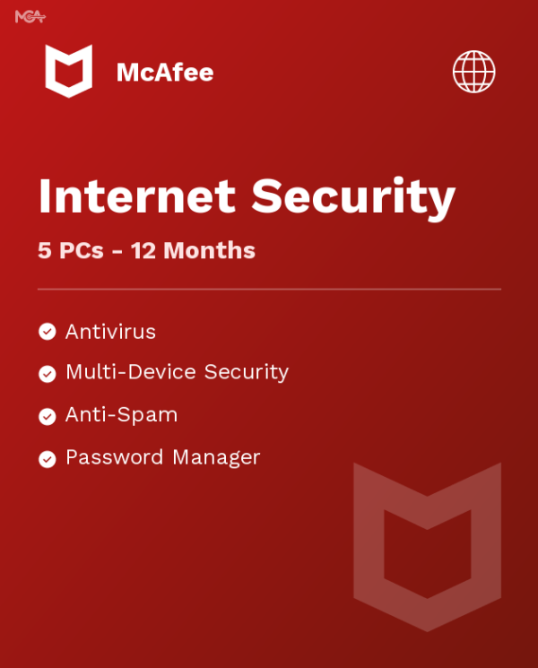 McAfee Internet Security - 5 PCs - 12 Months