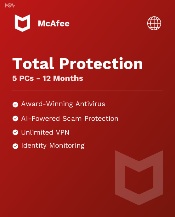 McAfee Total Protection - 5 PCs - 12 Months